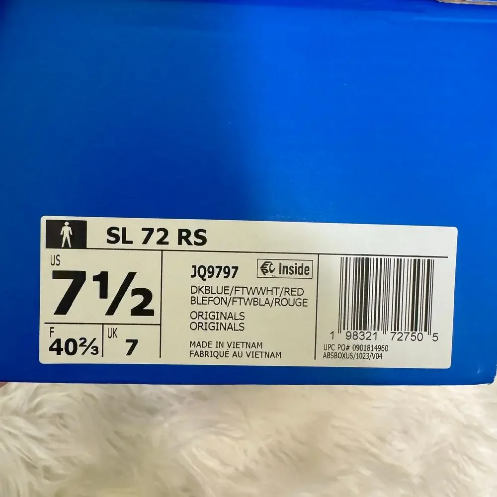 Adidas SL 72 RS Retro Sneakers Blue Red White JQ9797 Patriotic Americana Men 7.5